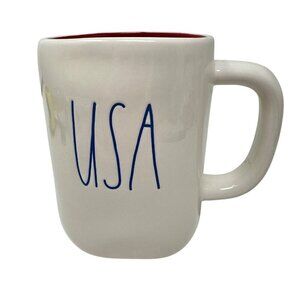 Rae Dunn USA Mug Patriotic Large Coffee Cup Ceramic  Farmhouse Red 16oz Decor